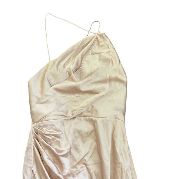 Significant Other Gracie Draped Satin Midi-Dress Champagne Formal Dress Size 6 - Picture 2 of 15